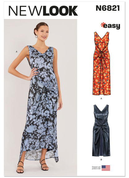 New Look N6821 sewing pattern envelope showing a sleeveless wrap dress