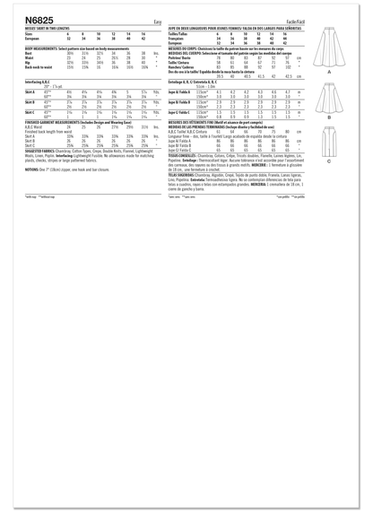 New Look N6825 sewing pattern envelope showing flared and straight skirts