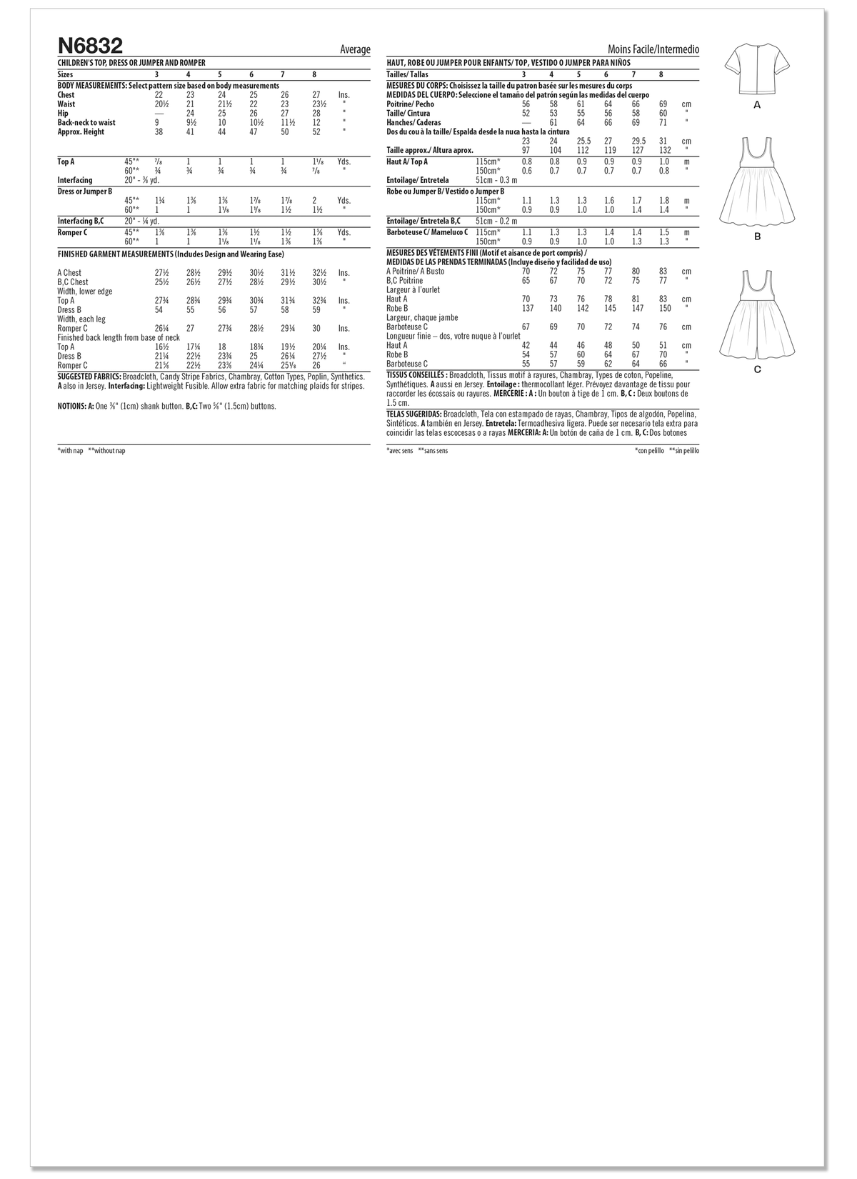 New Look N6832 sewing pattern envelope showing children's dress and romper