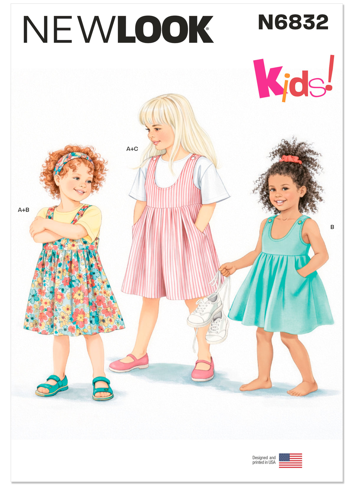New Look N6832 sewing pattern envelope showing children's dress and romper