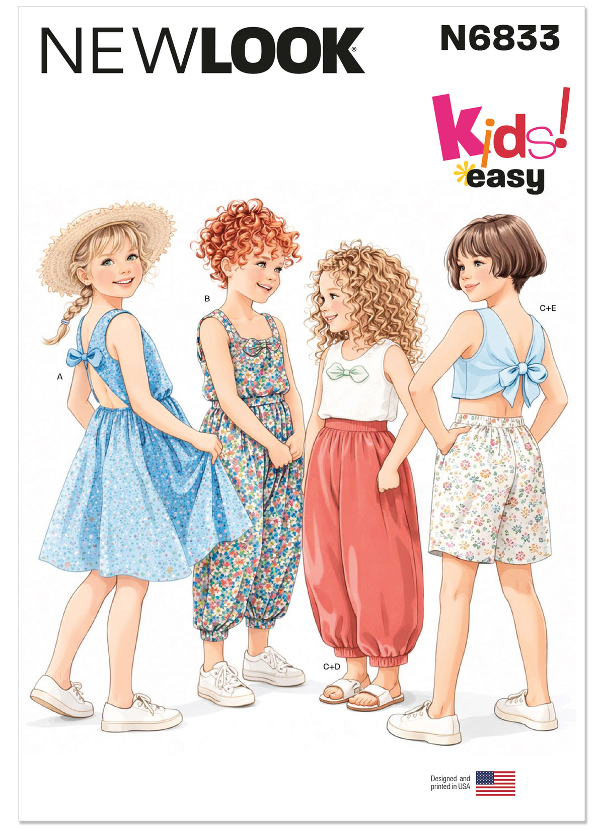 New Look N6833 sewing pattern envelope showing children's dress and playsuit