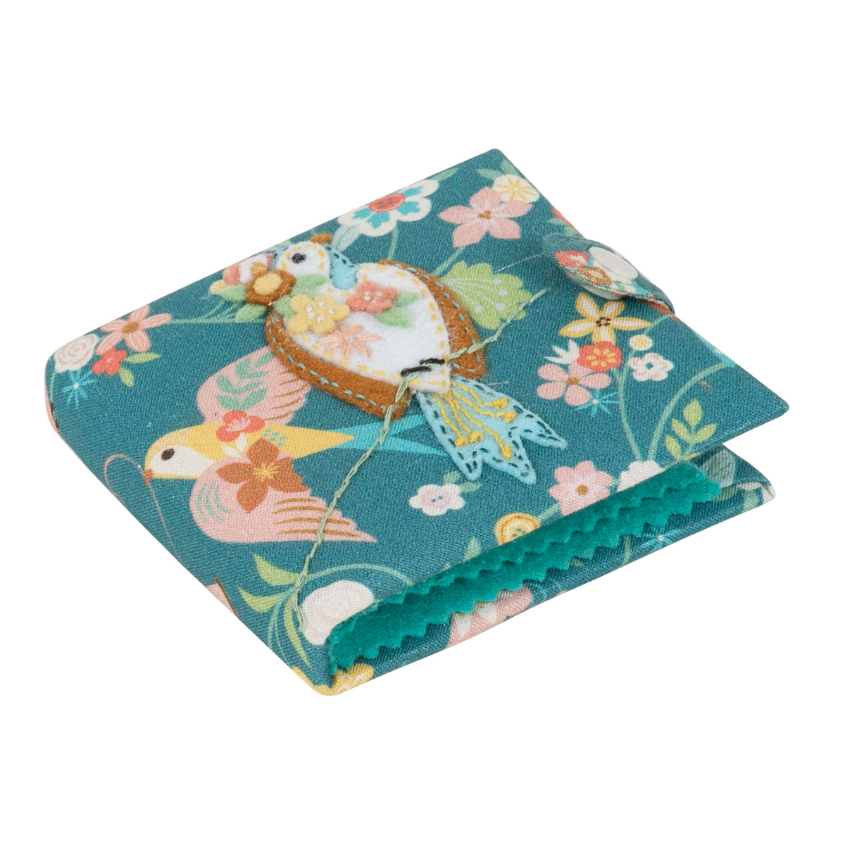 Bird Aviary applique needle case with scissors