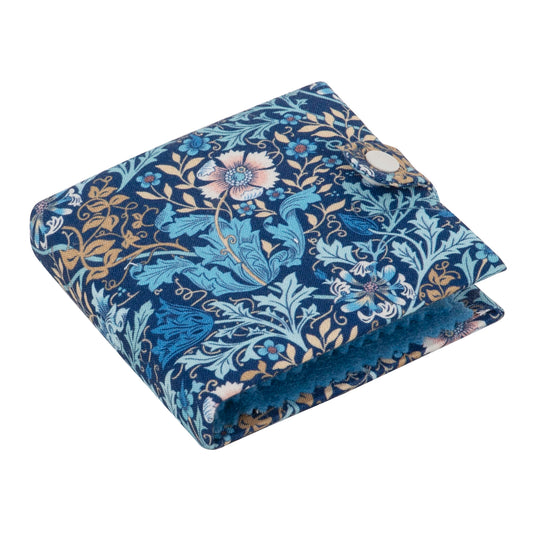 Woodblock floral print fabric needle case with scissors