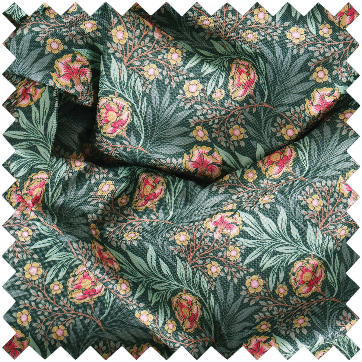 Green floral fabric needle case with scissors