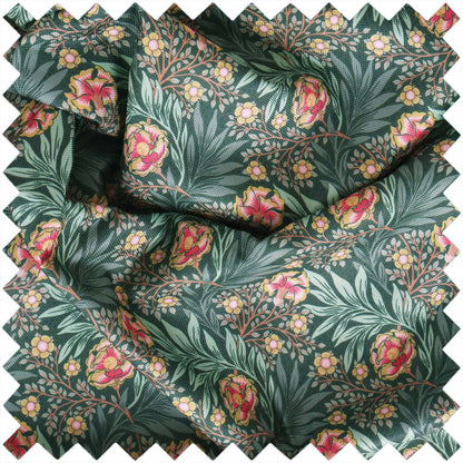 Green floral fabric needle case with scissors