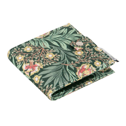 Green floral fabric needle case with scissors