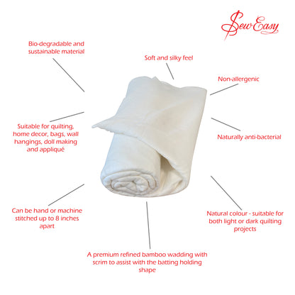 Roll of Sew Easy 100% bamboo quilt wadding, Full size