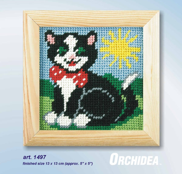 Orchidea My First Embroidery needlepoint kit with cat design
