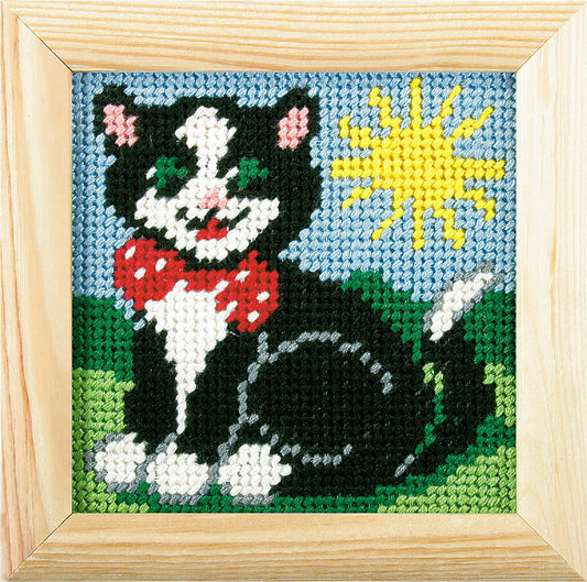 Orchidea My First Embroidery needlepoint kit with cat design