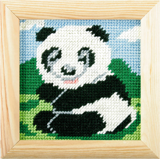 Orchidea My First Embroidery needlepoint kit with panda design