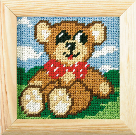 Orchidea My First Embroidery needlepoint kit with teddy design