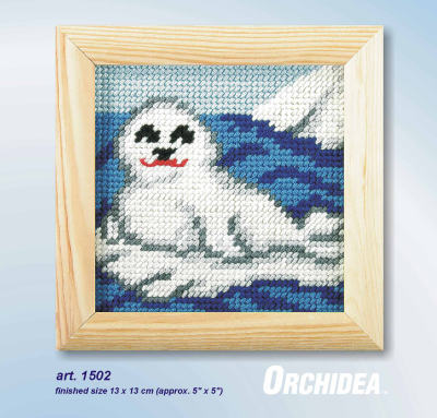 Orchidea My First Embroidery needlepoint kit with seal design