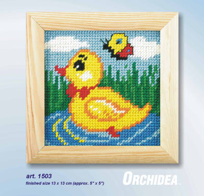 Orchidea My First Embroidery needlepoint kit with duckling design