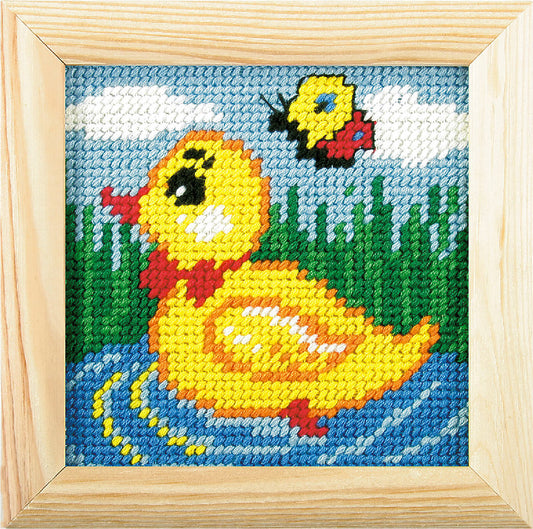Orchidea My First Embroidery needlepoint kit with duckling design