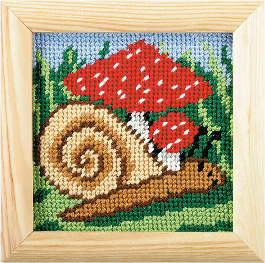 Orchidea My First Embroidery needlepoint kit with snail design