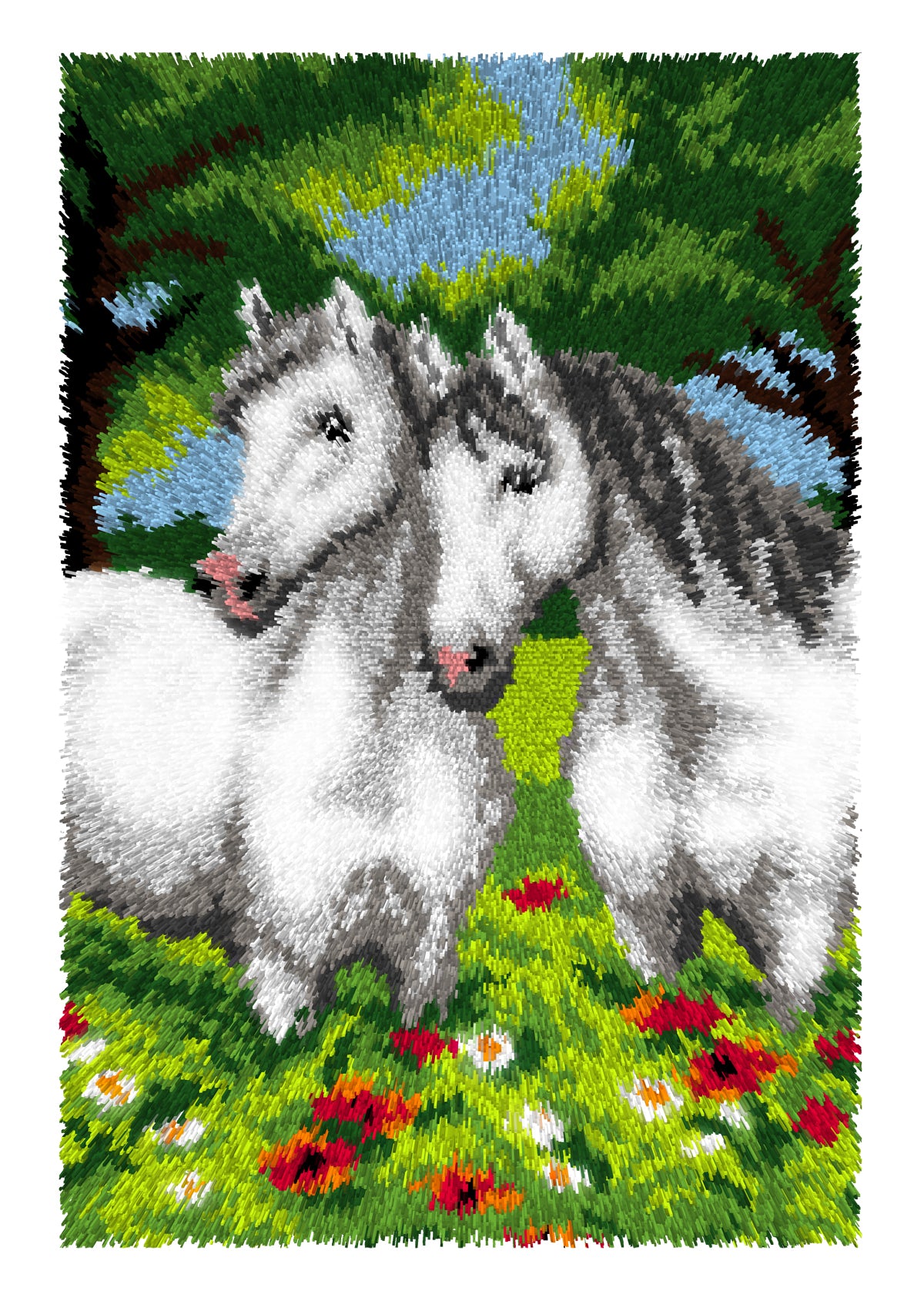 Orchidea latch hook rug with horses design