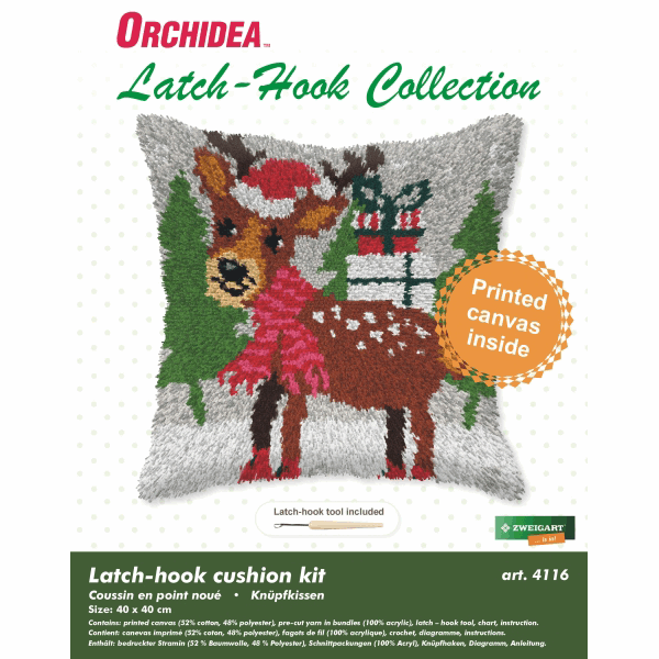 Latch Hook Cushion Kit - Large Reindeer