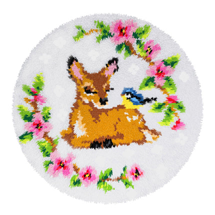 Orchidea latch hook rug kit showing a doe design