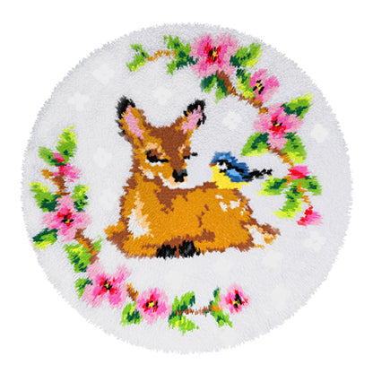 Orchidea latch hook rug kit showing a doe design