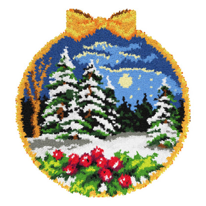 Orchidea latch hook rug kit showing a winter bauble design