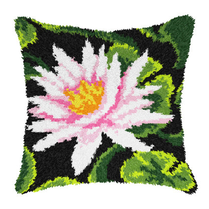 Orchidea latch hook cushion kit showing a water lily design