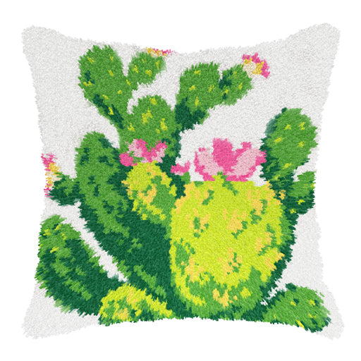 Orchidea latch hook cushion kit showing a cacti design
