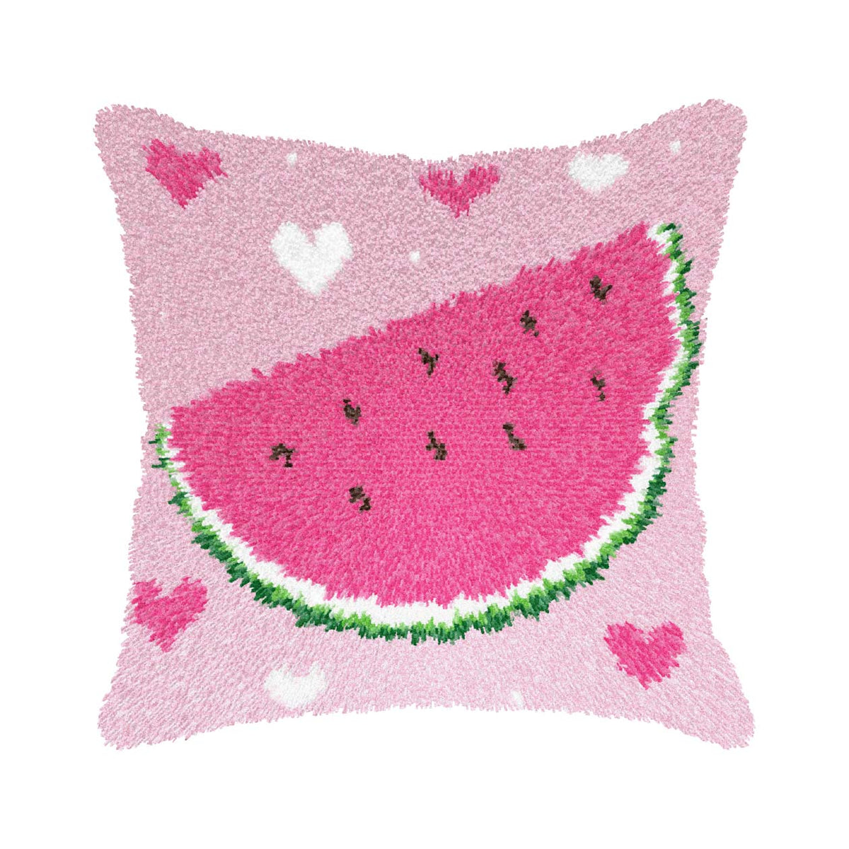 Orchidea latch hook cushion with watermelon design