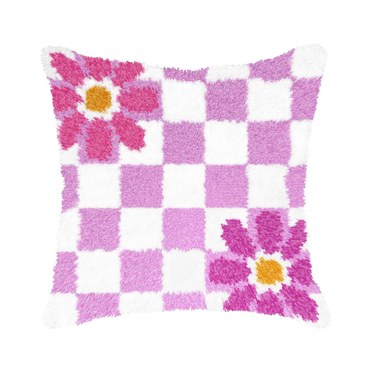 Orchidea latch hook cushion kit with a flowers design