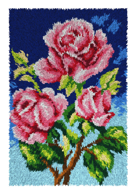 Orchidea latch hook rug kit with a roses design