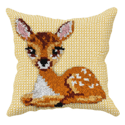 Orchidea latch hook sensory cushion kit showing a doe design