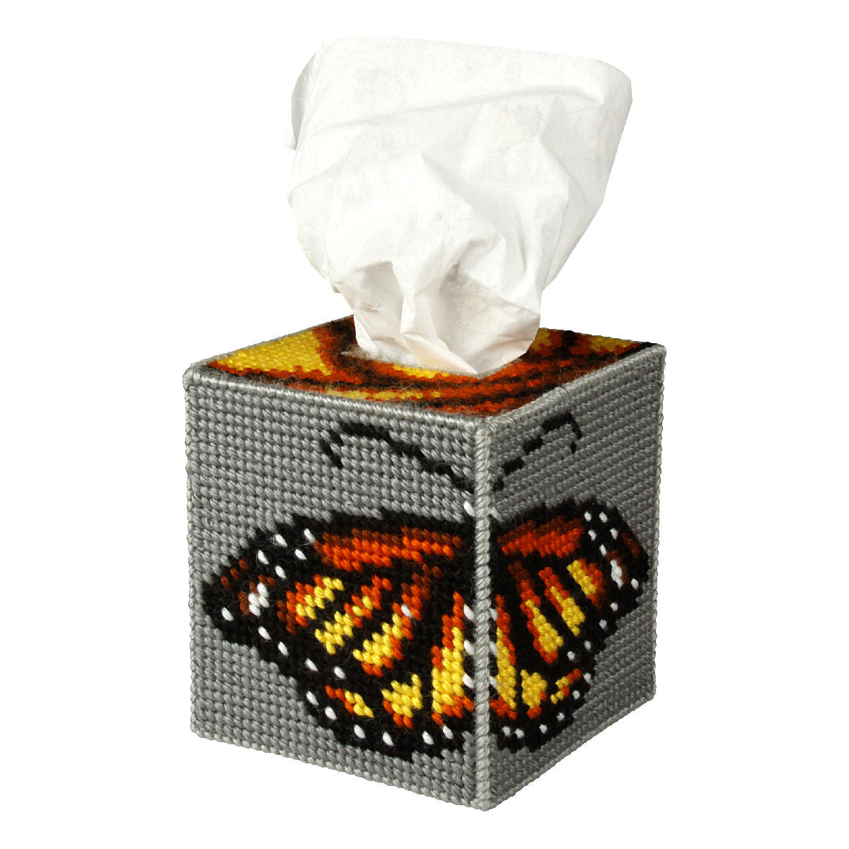 Orchidea butterfly needlepoint tissue box cover