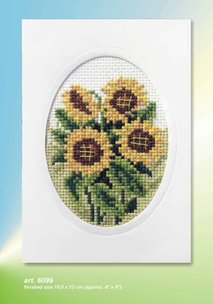 Sunflowers cross stitch greetings card
