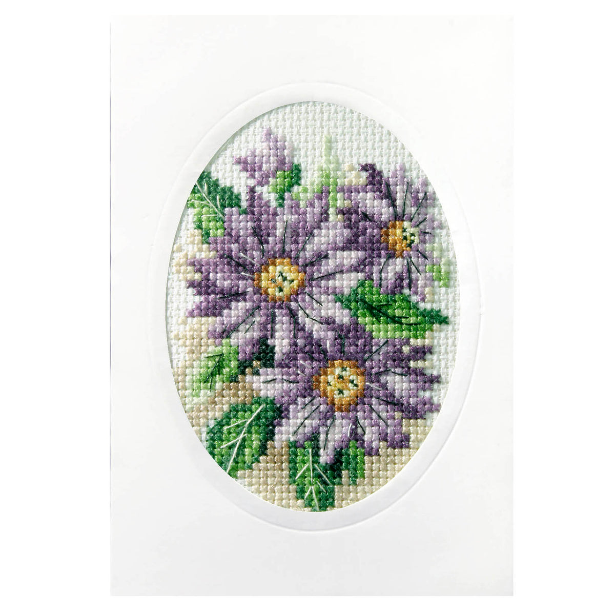 Dahlias cross stitch greetings card