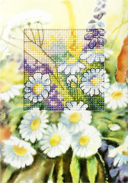 Daisies cross stitch greetings card