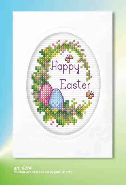 Orchidea cross stitch greetings card kit with a Happy Easter design