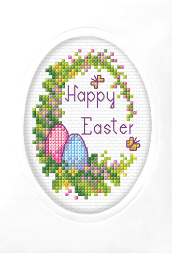 Orchidea cross stitch greetings card kit with a Happy Easter design
