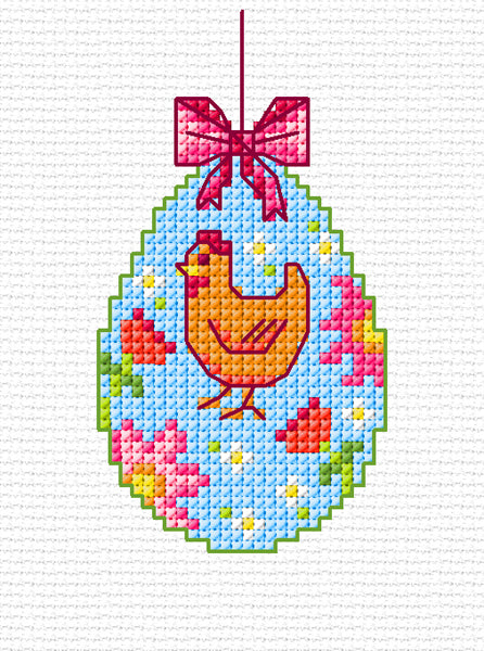 Orchidea cross stitch greetings card kit with a Easter Chick in Egg design