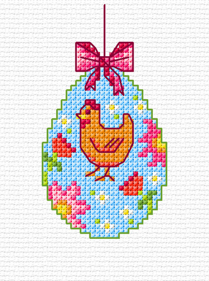 Orchidea cross stitch greetings card kit with a Easter Chick in Egg design