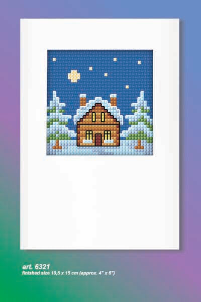 Orchidea cross stitch greetings card kit with a Winter Scene design