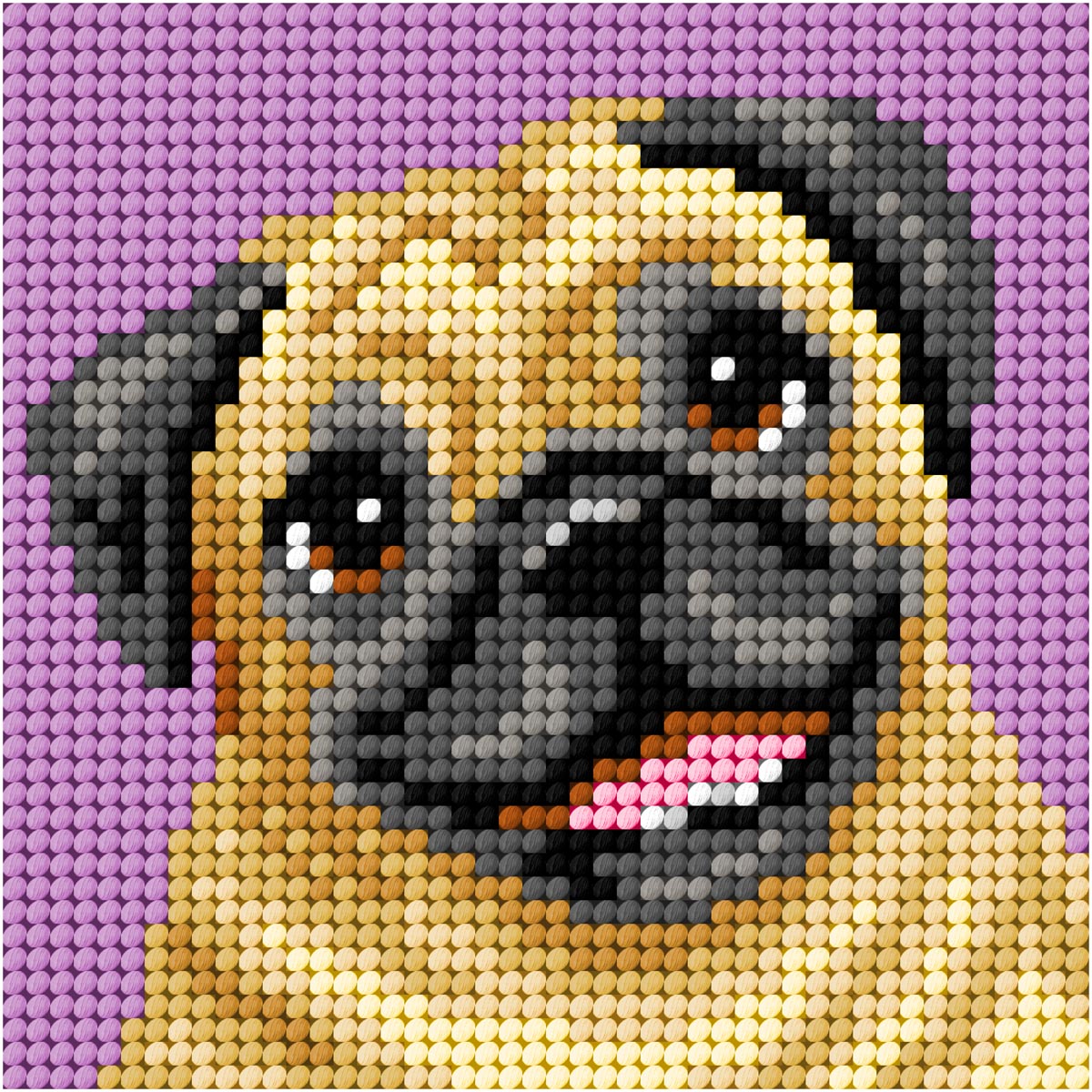 Orchidea mini needlepoint kit with pug design