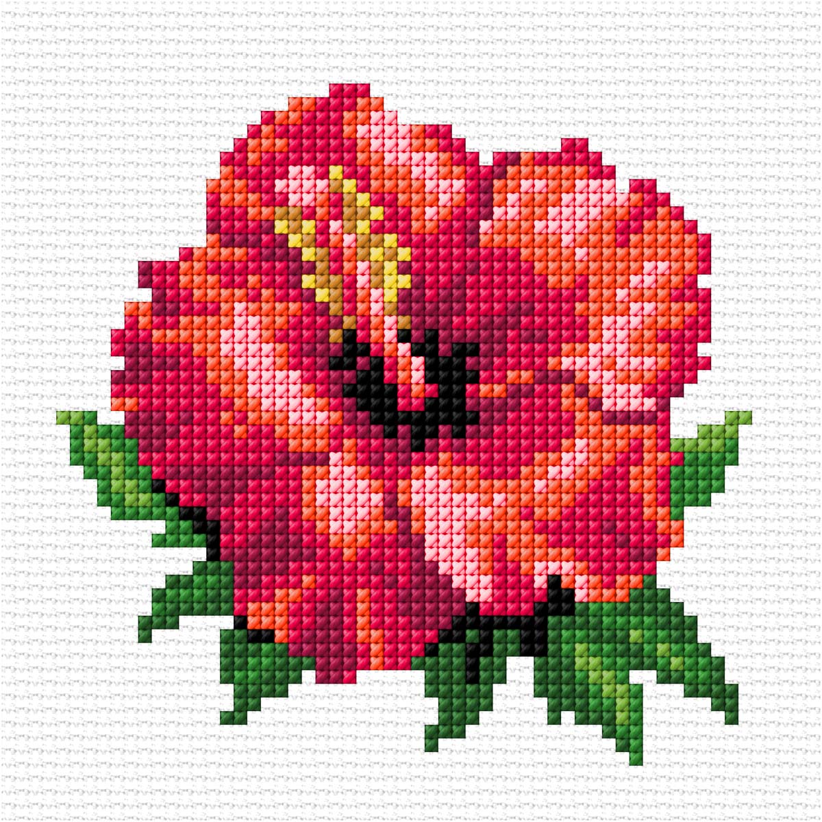 Orchidea hibiscus printed cross stitch kit