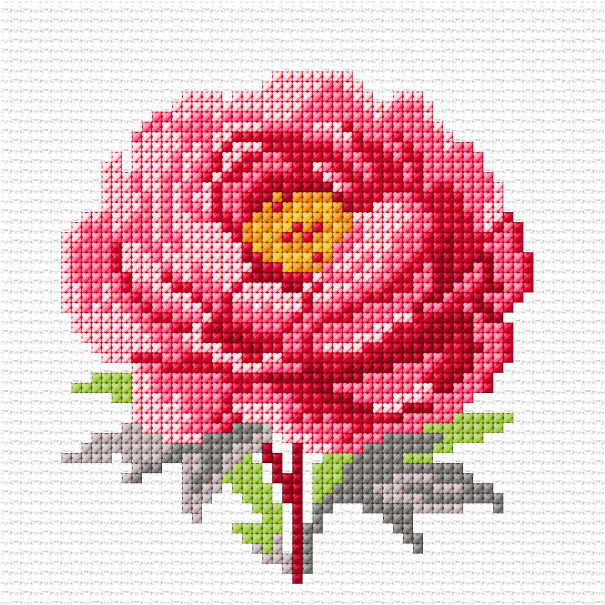 Orchidea peony printed cross stitch kit
