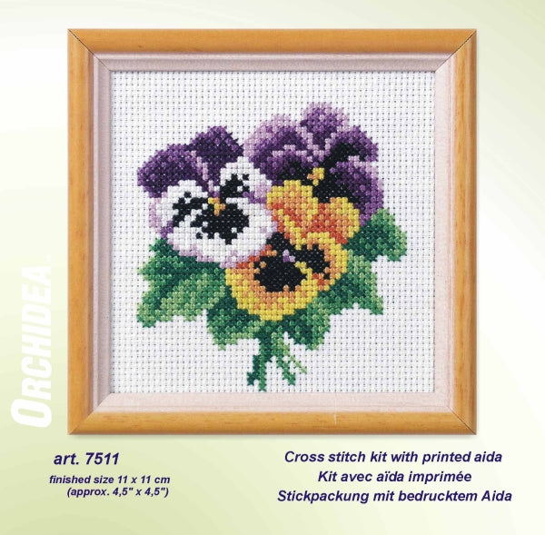 Orchidea pansy floral cross stitch kit design