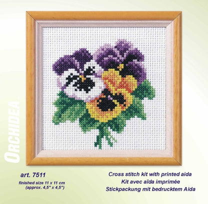 Orchidea pansy floral cross stitch kit design