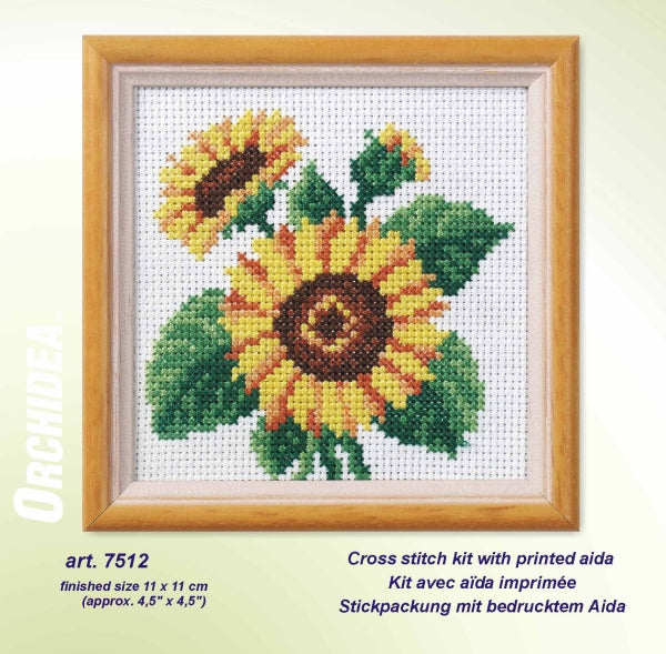 Orchidea sunflower floral cross stitch kit design