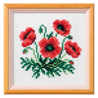 Orchidea poppy floral cross stitch kit design