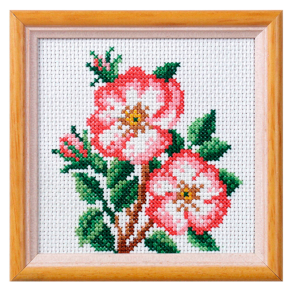Orchidea dog rose floral cross stitch kit design