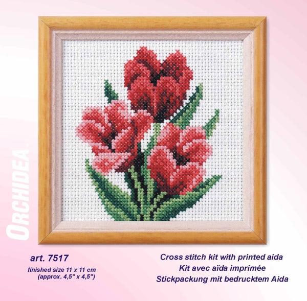 Orchidea tulip floral cross stitch kit design