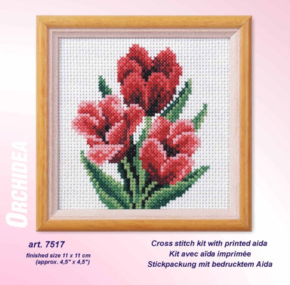 Orchidea tulip floral cross stitch kit design