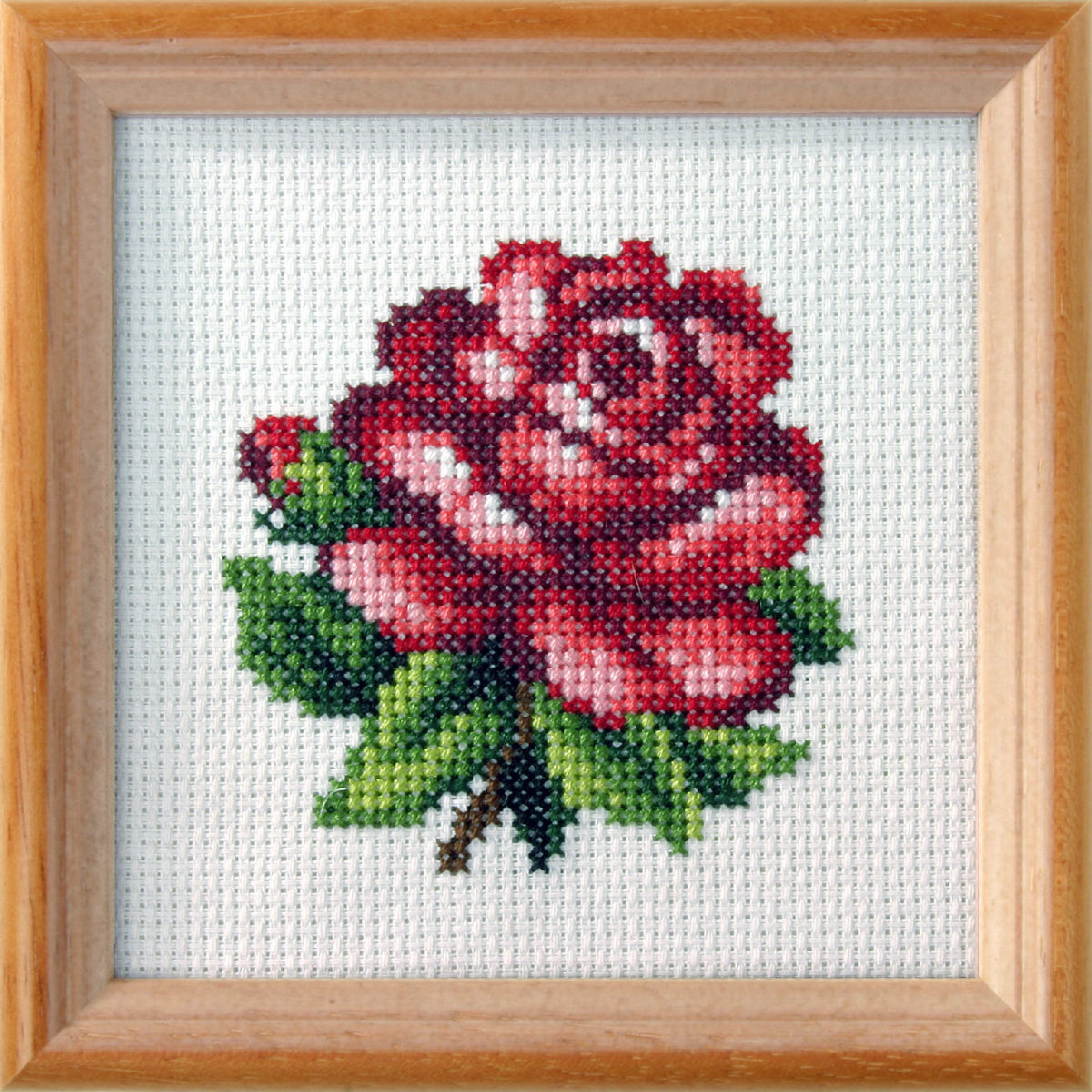 Orchidea red rose floral cross stitch kit design